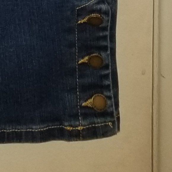 Liz Claiborne Amber Womens Mid Rise Straight Jeans with leg button detail - Picture 11 of 16